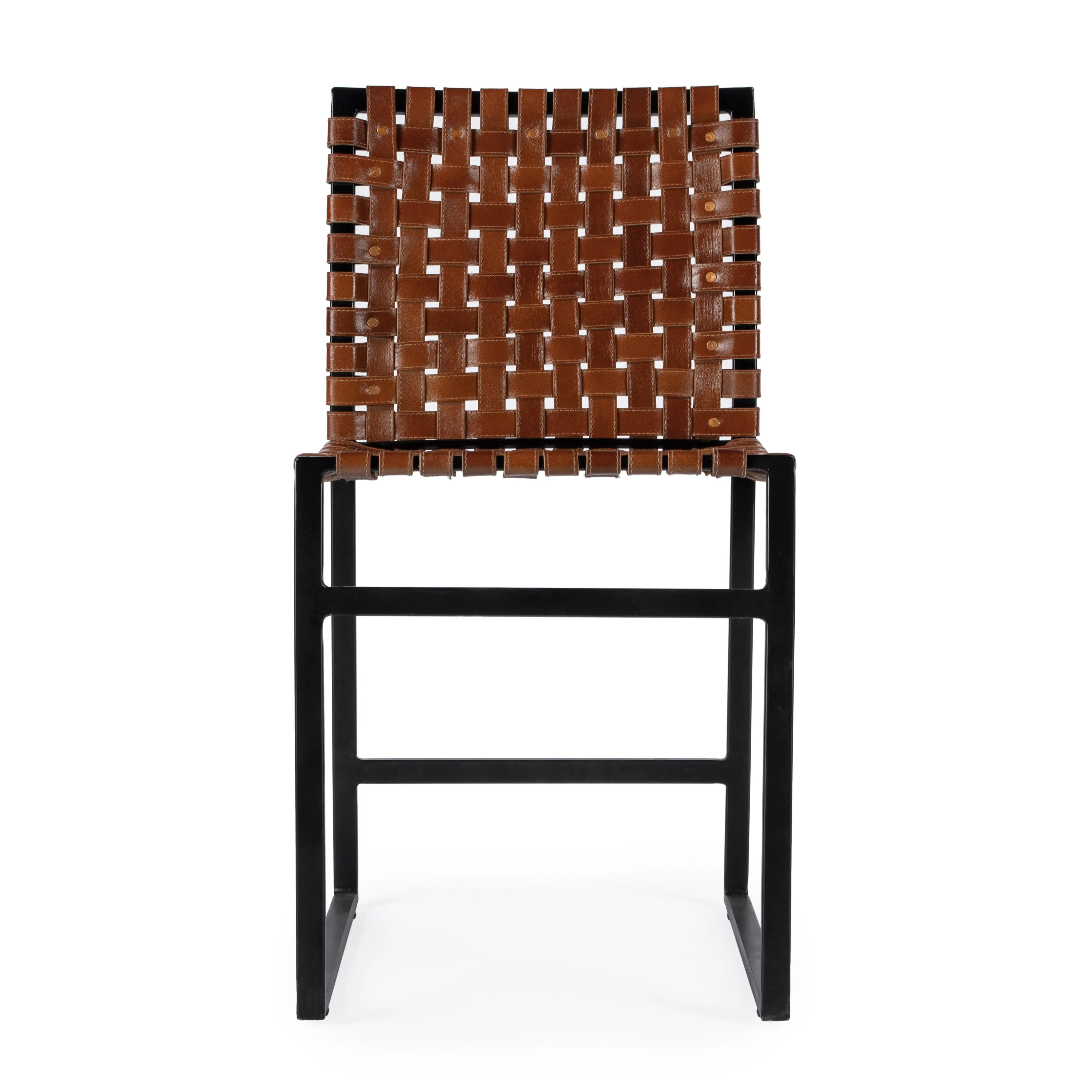 Urban Woven Leather Side Chair in Medium Brown  5447344