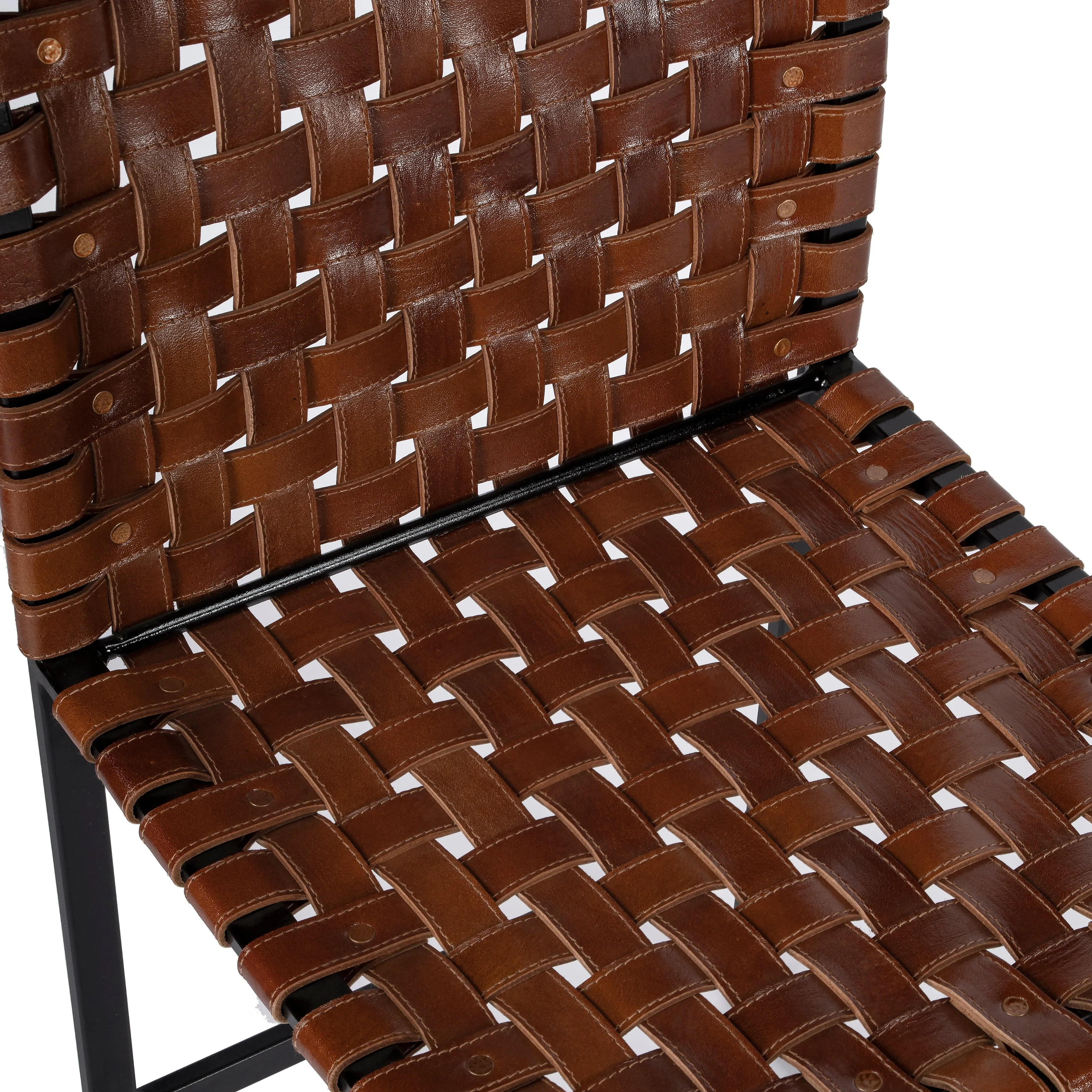 Urban Woven Leather Side Chair in Medium Brown  5447344