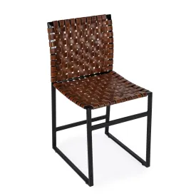 Urban Woven Leather Side Chair in Medium Brown  5447344