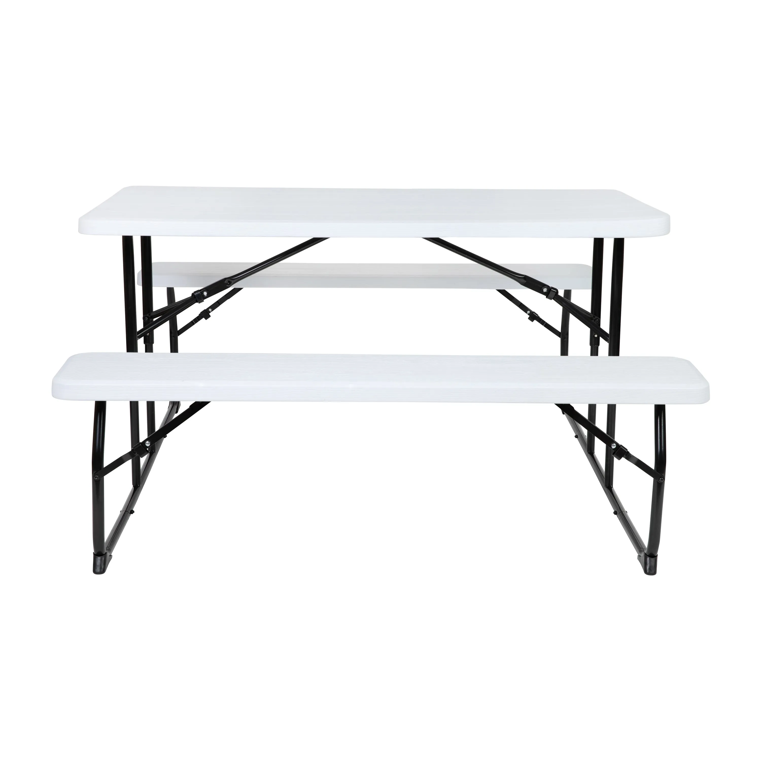 White Picnic Table/Bench RB-EBB-1470FD-WH-GG