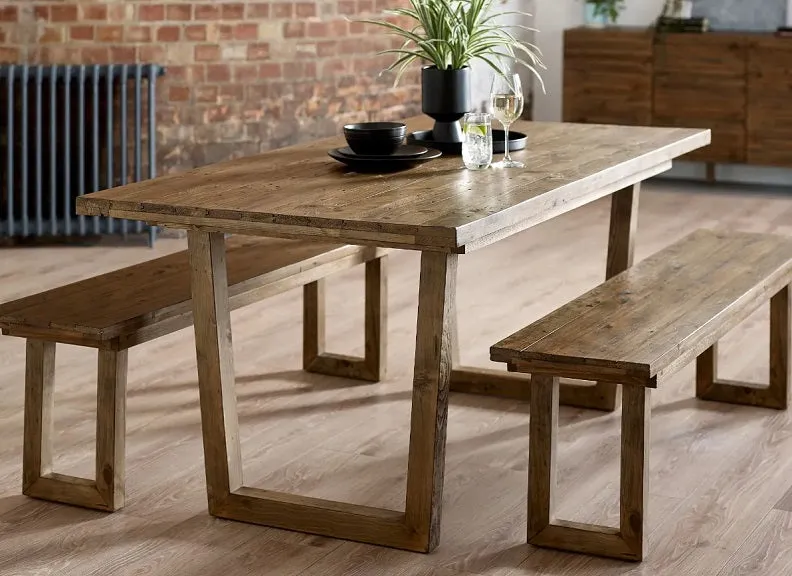 Woburn Recycled Dining Set W/Benches