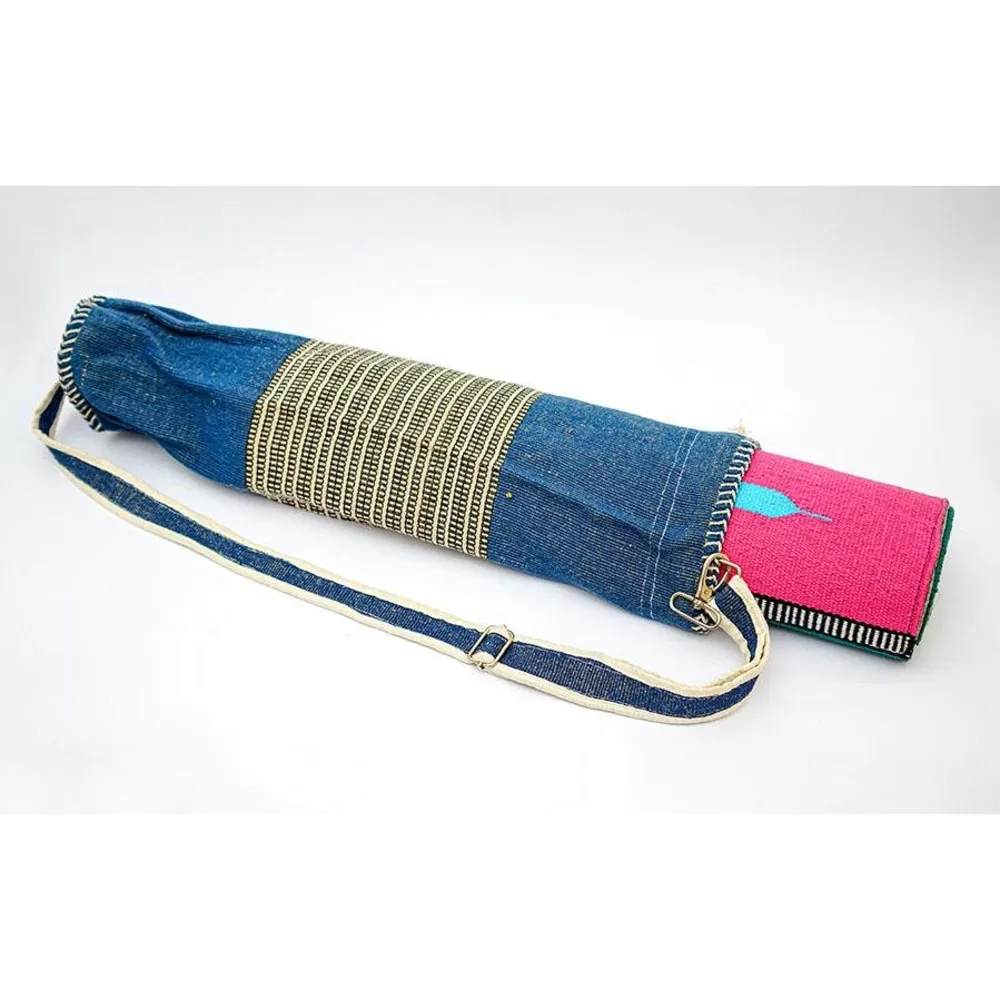 Yoga Cylindrical Bag (Denim Blue with Pattern)