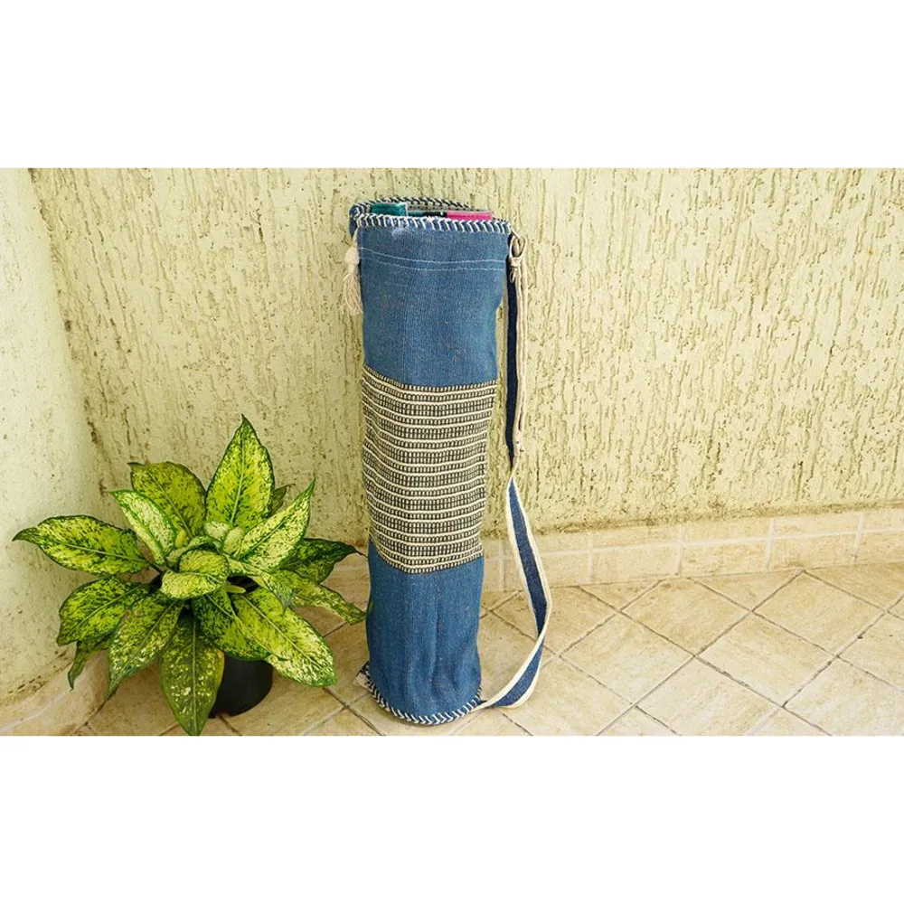 Yoga Cylindrical Bag (Denim Blue with Pattern)