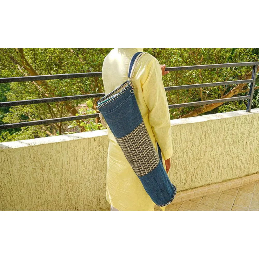 Yoga Cylindrical Bag (Denim Blue with Pattern)